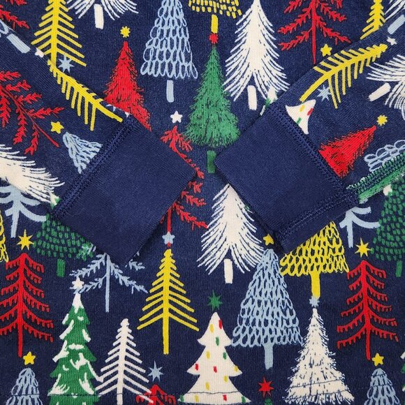 Hanna Andersson Christmas Twinkly Trees on Navy Long Sleeve Pajama Shirt sz 12 - Picture 4 of 7